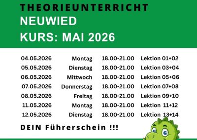 Theorieunterricht in Neuwied im Mai 2026