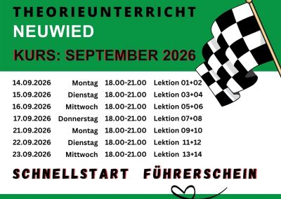 Theorieunterricht in Neuwied im September 2026