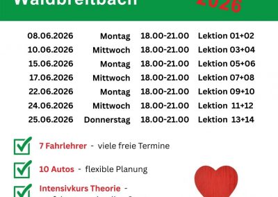 Theorieunterricht in Waldbreitbach im Juni 2026