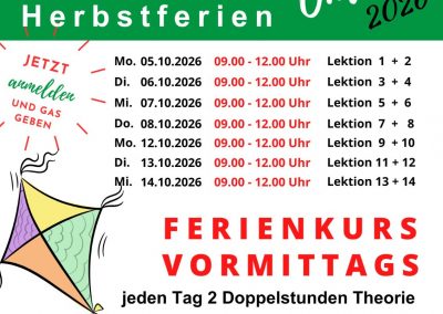 Unser Theorieunterricht in Neuwied in der Herbstferien als Übersicht
