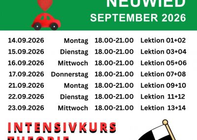 Unser Theorieunterricht in Neuwied im September