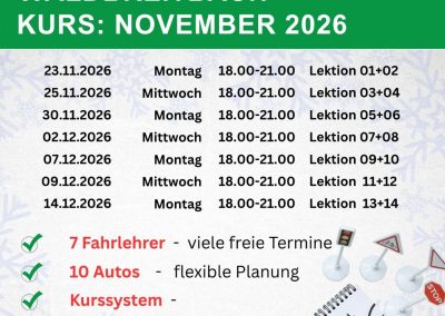 Unser Theorieunterricht in Waldbreitbach im November